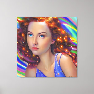 Impressão Em Tela DreamGirl com Luzes Arco-Íris
