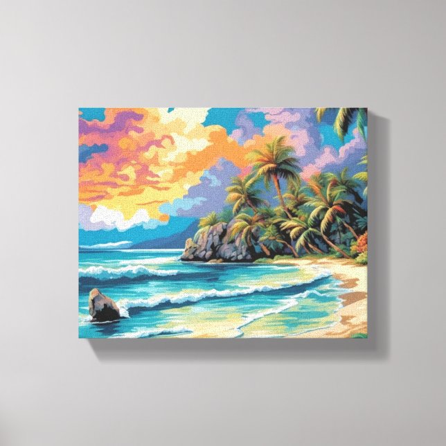 Impressão Em Tela Dreampical Beach Sunset Painting (Frente)