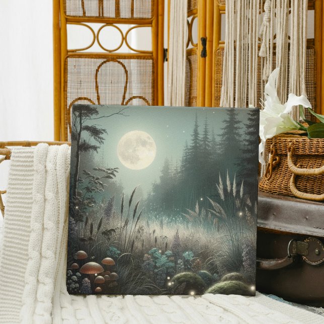Impressão Em Tela "Dreamscape Glow – Enchanted Twilight Meadow ("Enchanted forest glow, perfect for cozy and artistic interiors.")