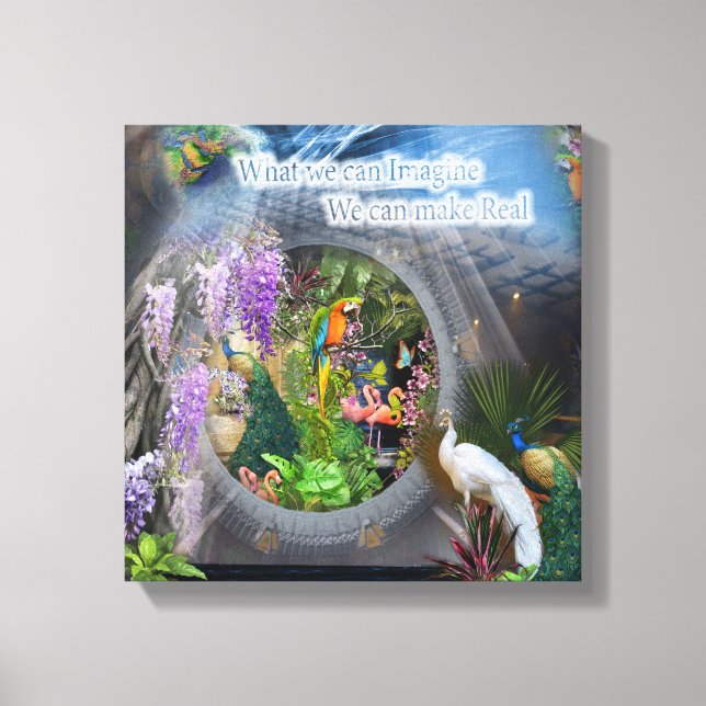 Impressão Em Tela Dreamscape Wisteria flores e temas de peacock (Frente)