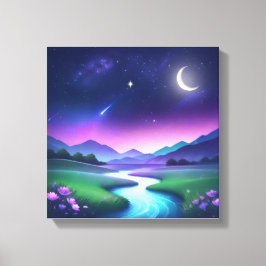 Impressão Em Tela Dreamy Starlight River Landscape Serenity