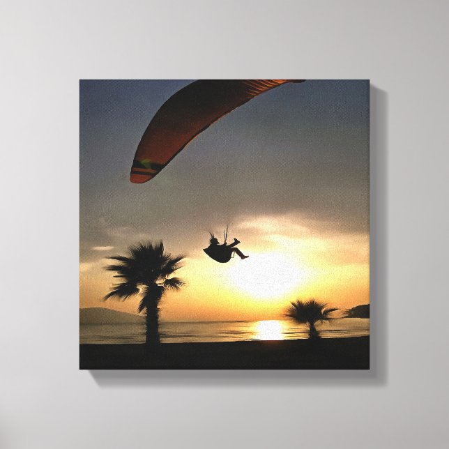 Impressão Em Tela Dropzone Em Dusk Adventure Paraglider Art (Frente)