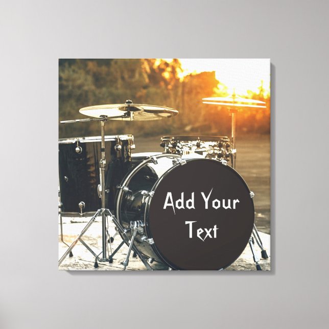 Impressão Em Tela Drum Kit Drummer Rock Personalize Personalize (Frente)