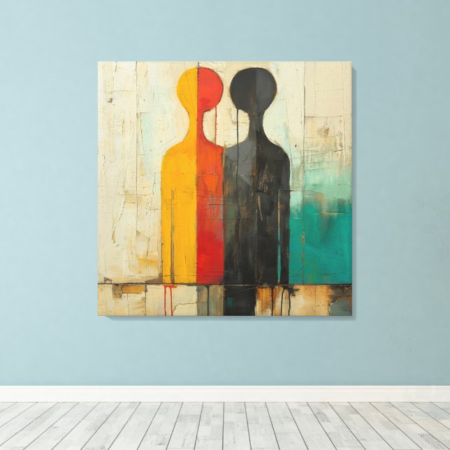 Impressão Em Tela Dualidade – Figuras Abstratas de Luz e Sombra (Insitu(piso de madeira))