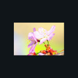 Impressão Em Tela Duas Corajosas Flores Sakura E Fundo Colorido<br><div class="desc">Duas bravas flores sakura contra o fundo de cores verdes, amarelas, azuis-claras. Pétalas cor-de-rosa, estames amarelos, caules verdes, escala de botões de cor vermelha. Uma pintura digital muito grande a partir de uma fotografia. Impressão floral esticada de tela para decorar seu lugar ou para ser usada como presente em casamentos,...</div>