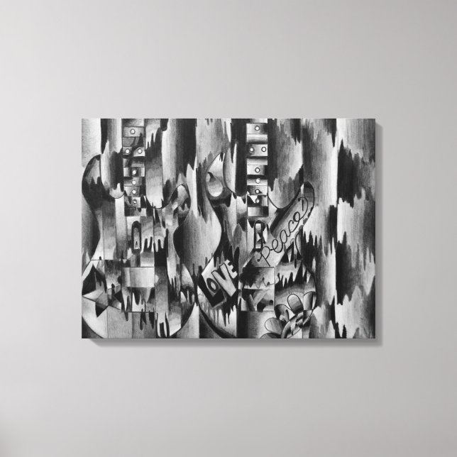 Impressão Em Tela Duas guitarras desenhadas a lápis (Frente)