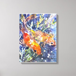 Impressão Em Tela Duas pintura de aquarela Koi