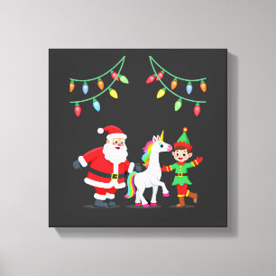 Impressão Em Tela Duende do Papai Noel Dabbing Unicórnio Natal Crian