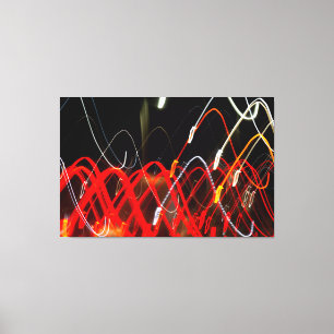 Impressão Em Tela Dynamic Red and White Abstract Long Exposure Light
