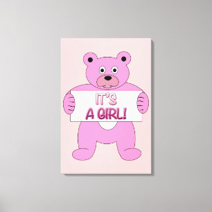Impressão Em Tela É um Urso Rosa Menino