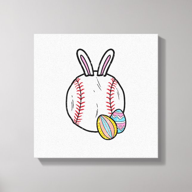 Impressão Em Tela Easter Baseball Bunny Sports Men Boys Kids Toddler (Frente)