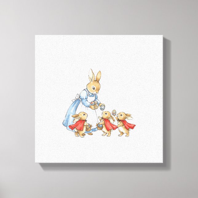 Impressão Em Tela Easter Bunny Cottagecore Vintage Rabbit Women Girl (Frente)