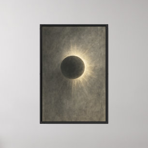 Impressão Em Tela Eclipse Silencioso - Abstrato de Prata e Cinza
