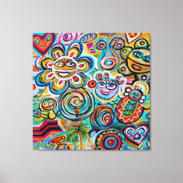 Impressão Em Tela Ecos de Taino e Vejigantes - Arte de Galina Can