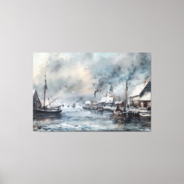 Impressão Em Tela Ecos do Passado: Vida de Pesca Vitoriana