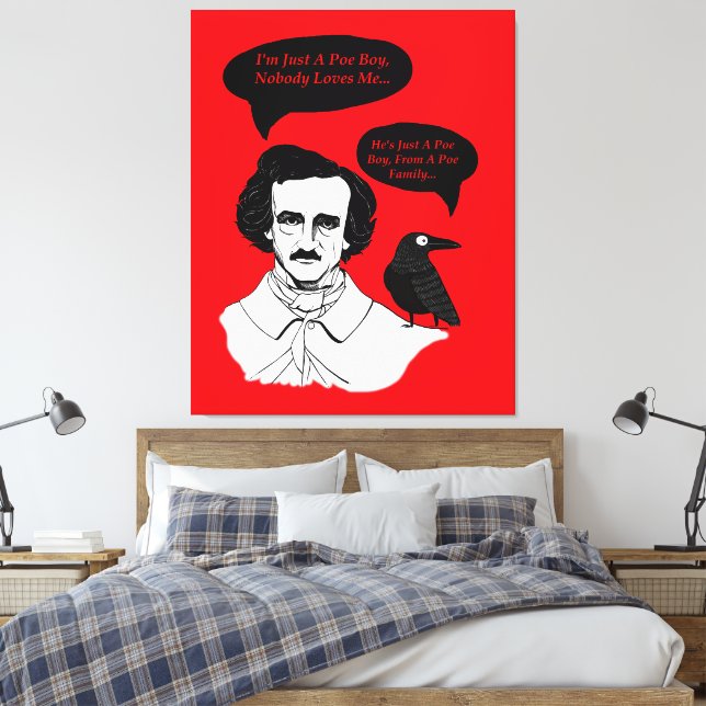 Impressão Em Tela Edgar Allan Poe Boy e Raven (Insitu(Quarto))