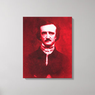 Impressão Em Tela Edgar Allan Poe em Vermelho