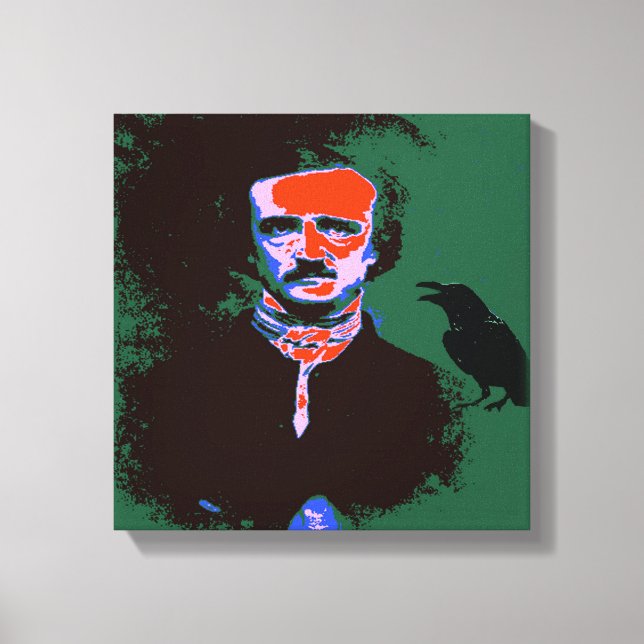 Impressão Em Tela Edgar Allan Poe Pop Art Retrato (Frente)