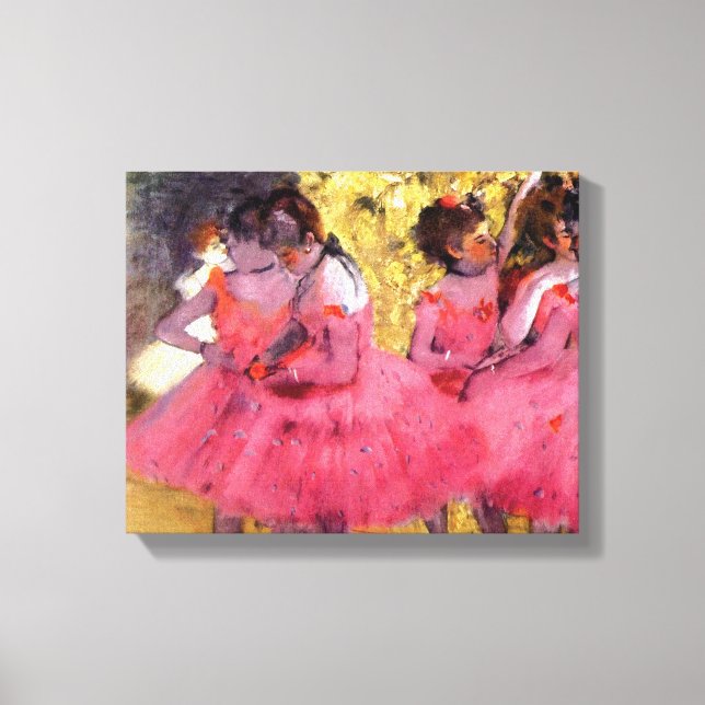 Impressão Em Tela Edgar Degas - Dançarinos de cor rosa - Balé Dance  (Frente)