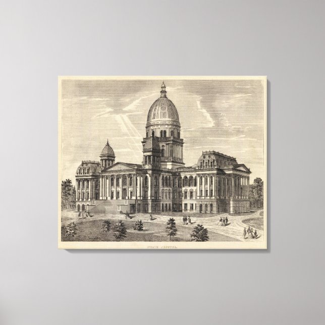 Impressão Em Tela Edifício Capitólio Estatal, Springfield, Ill (Frente)
