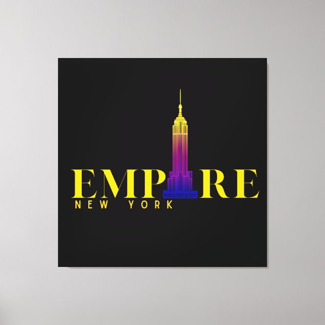 Impressão Em Tela Edifício Empire State-Nova York-Dourado Vibrante (Frente)