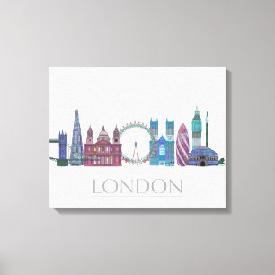 Impressão Em Tela Edifícios Coloridos em Skyline de Londres