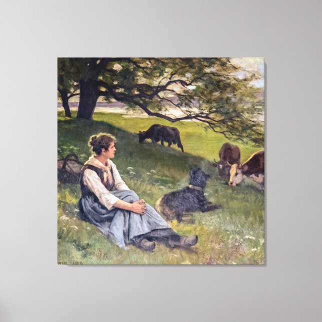 Impressão Em Tela Edouard Debat-Ponsan The Cowherd (Frente)
