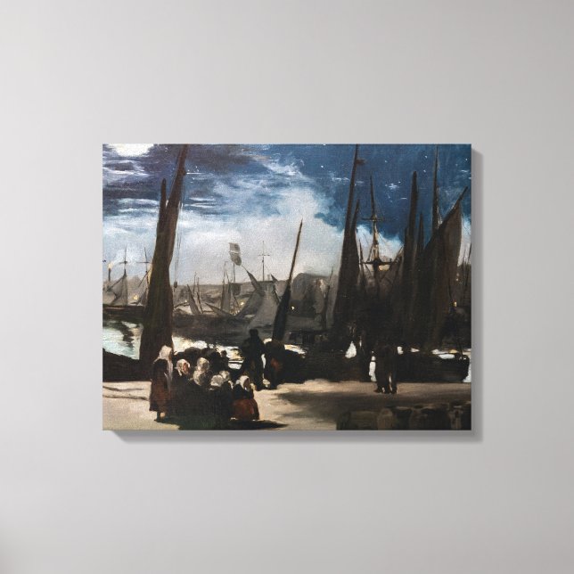 Impressão Em Tela Edouard Manet - O Porto de Boulogne por Moonlight (Frente)
