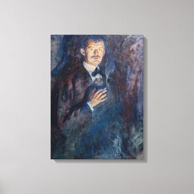 Impressão Em Tela Edvard Munch - Autorretrato com Cigarro (Frente)