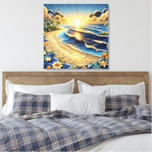 Impressão Em Tela Efeito de Enfileiramento de Papel Tropical do Ocea