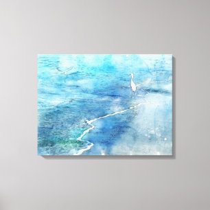 Impressão Em Tela Egret Branco do Oceano Tropical de Praia Costeira