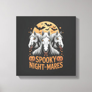 Impressão Em Tela Éguas de Noite Assustadora Cavalo de Halloween