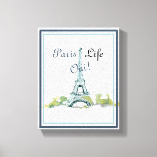 Impressão Em Tela Eiffel Tower Watercolor Paris Life Oui