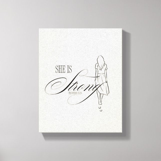 Impressão Em Tela Ela é Forte Proverbs 31:25 (Frente)