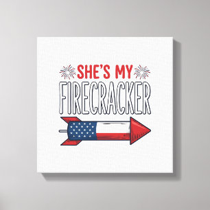 Impressão Em Tela Ela é Meu Fogos de Artifício Casal Patriótico Desi