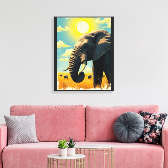 Impressão Em Tela Elefante (Insitu(Sala de estar))
