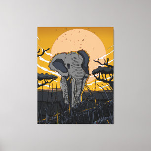 Impressão Em Tela Elefante Africano