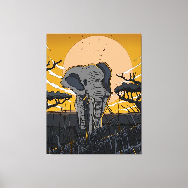 Impressão Em Tela Elefante Africano (Frente)