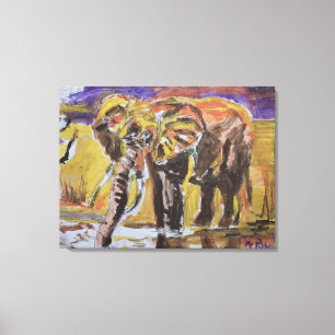 Impressão Em Tela Elefante Africano Pôr do Sol Neo-Expressionista