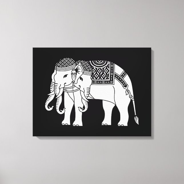 Impressão Em Tela Elefante Branco Tailandês Erawan (Frente)