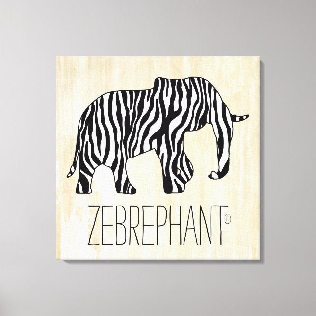 Impressão Em Tela Elefante com Zebra Stripes + suas ideias (Frente)