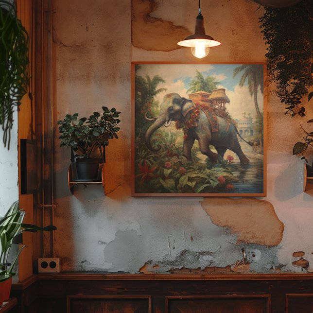 Impressão Em Tela Elefante de cena botânica com howdah (Criador carregado)