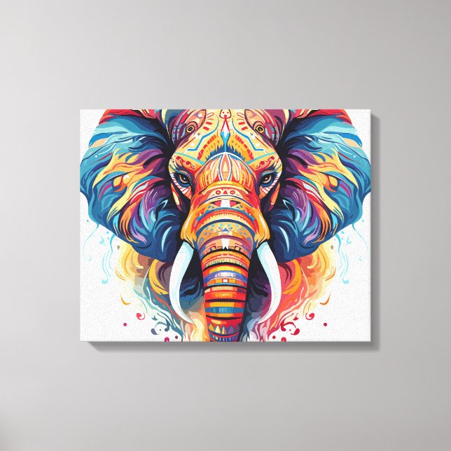 Impressão Em Tela Elefante de estilo boêmico (Frente)