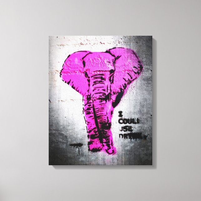 Impressão Em Tela Elefante de Grafite rosa (Frente)