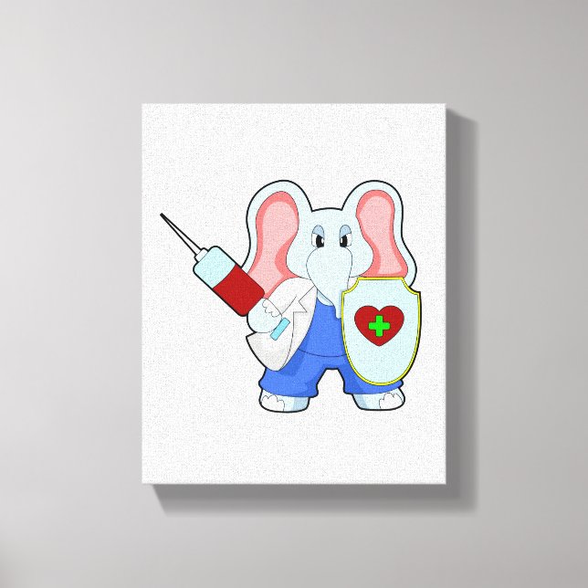 Impressão Em Tela Elefante na Vacinação com Seringa (Frente)