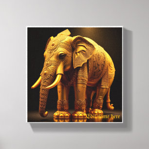 Impressão Em Tela Elefante Real Dourado