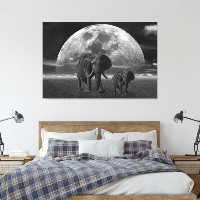 Impressão Em Tela Elefantes (Insitu(Quarto))