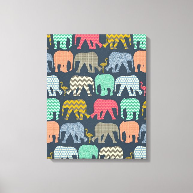 Impressão Em Tela elefantes para bebês e flamingos (Frente)