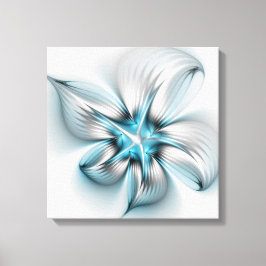 Impressão Em Tela Elegância Floral Arte Fractal Azul Abstrata Modern
