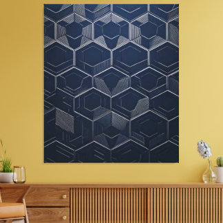 Impressão Em Tela "Elegância Geométrica: Artista Hexagonal